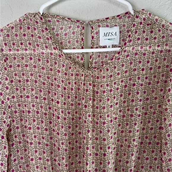 MISA Los Angeles Floral Mini Dress Ruffle Tiered Smocked Waist Size M - Picture 6 of 12